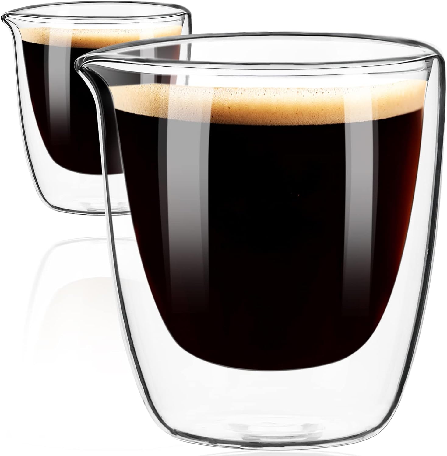 PARACITY Espresso Cups Set of 2, Double Walled Espresso Shot Glass with Spout, High Borosilicate Glass Expresso Coffee Cup, Expresso Shots Cup, Clear Glass Espresso Accessories 2.7 OZ