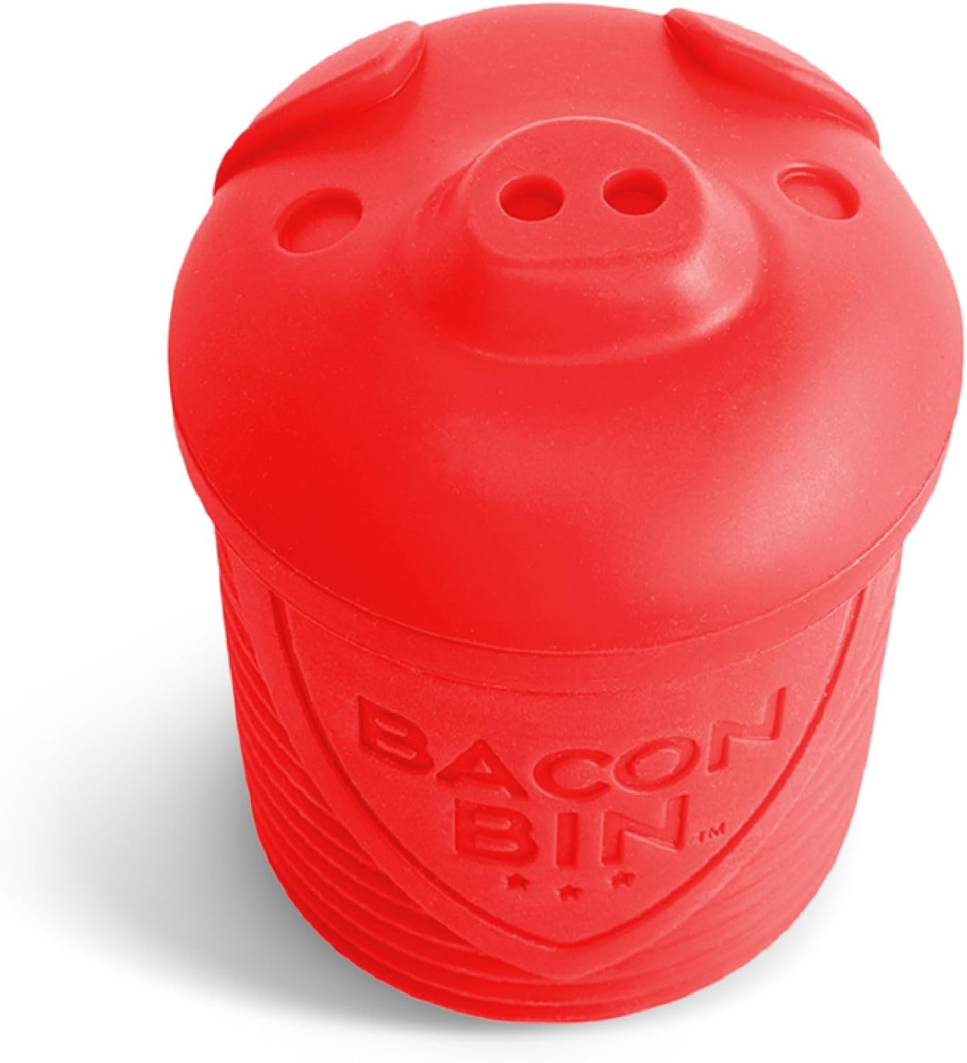 Talisman Designs Bacon Bin Grease Strainer & Collector | Family Friendly Kitchen Tools | Fun & Functional Silicone Grease Container | Holds up to 1 Cup | Red