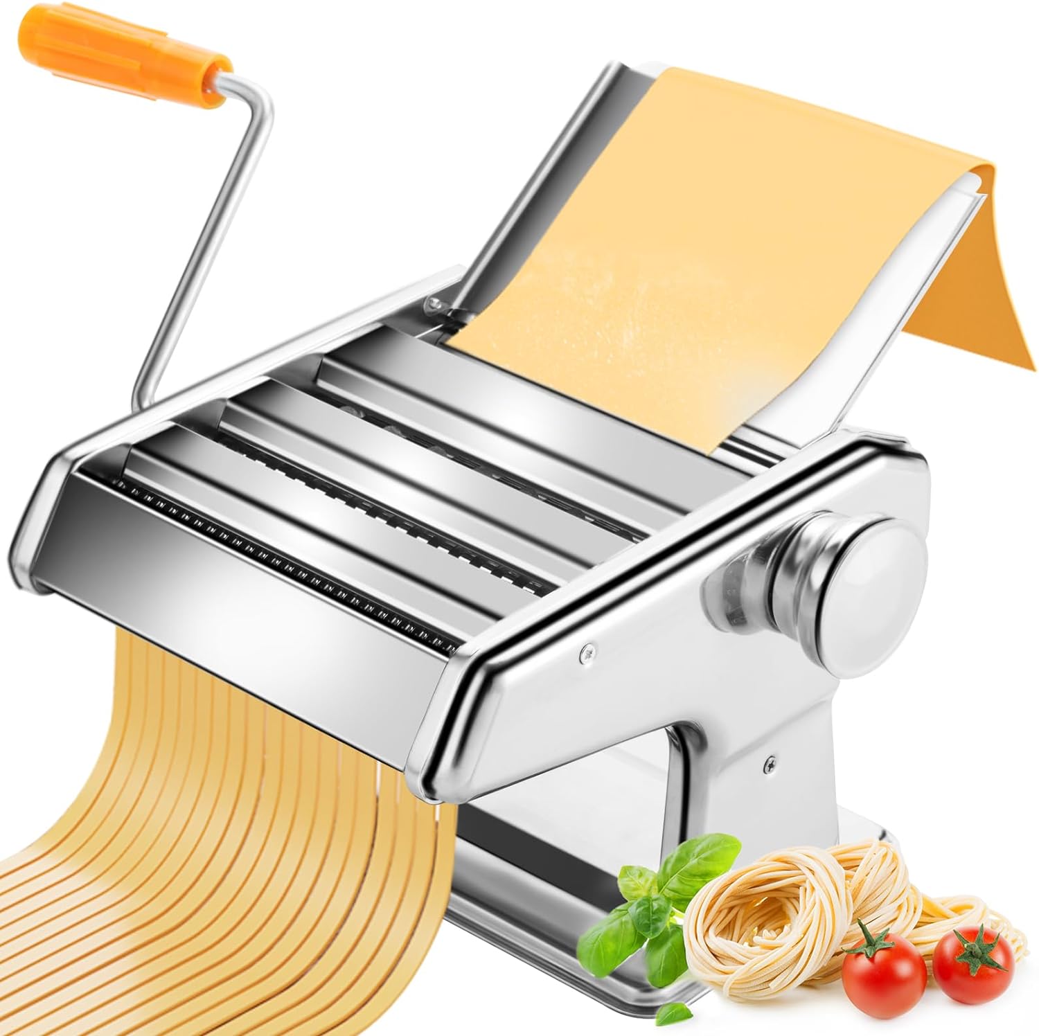 PARACITY Pasta Maker, Pasta Machine with 8 Adjustable Thickness Settings, Pasta Maker with Steel Panel, Rollers and Cutters, Pasta Roller Perfect for Spaghetti, Fettuccine, Lasagna, Noodle Maker