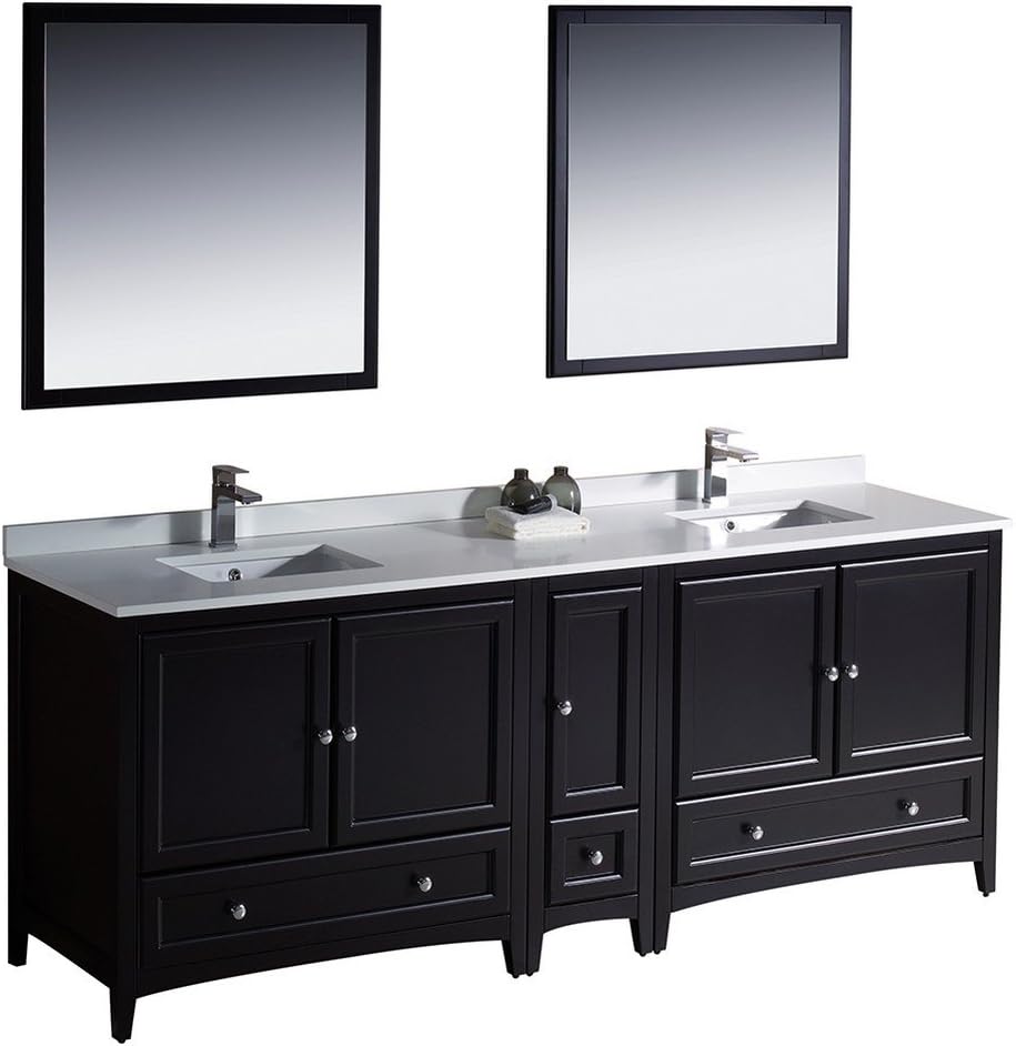 Fresca Bath FVN20-361236ES Oxford 84 Double Sink Vanity with Side Cabinet, Espresso