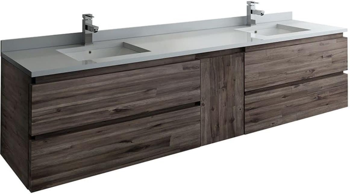 Fresca Formosa 84 Wall Hung Double Sink Modern Bathroom Cabinet w/Top & Sinks