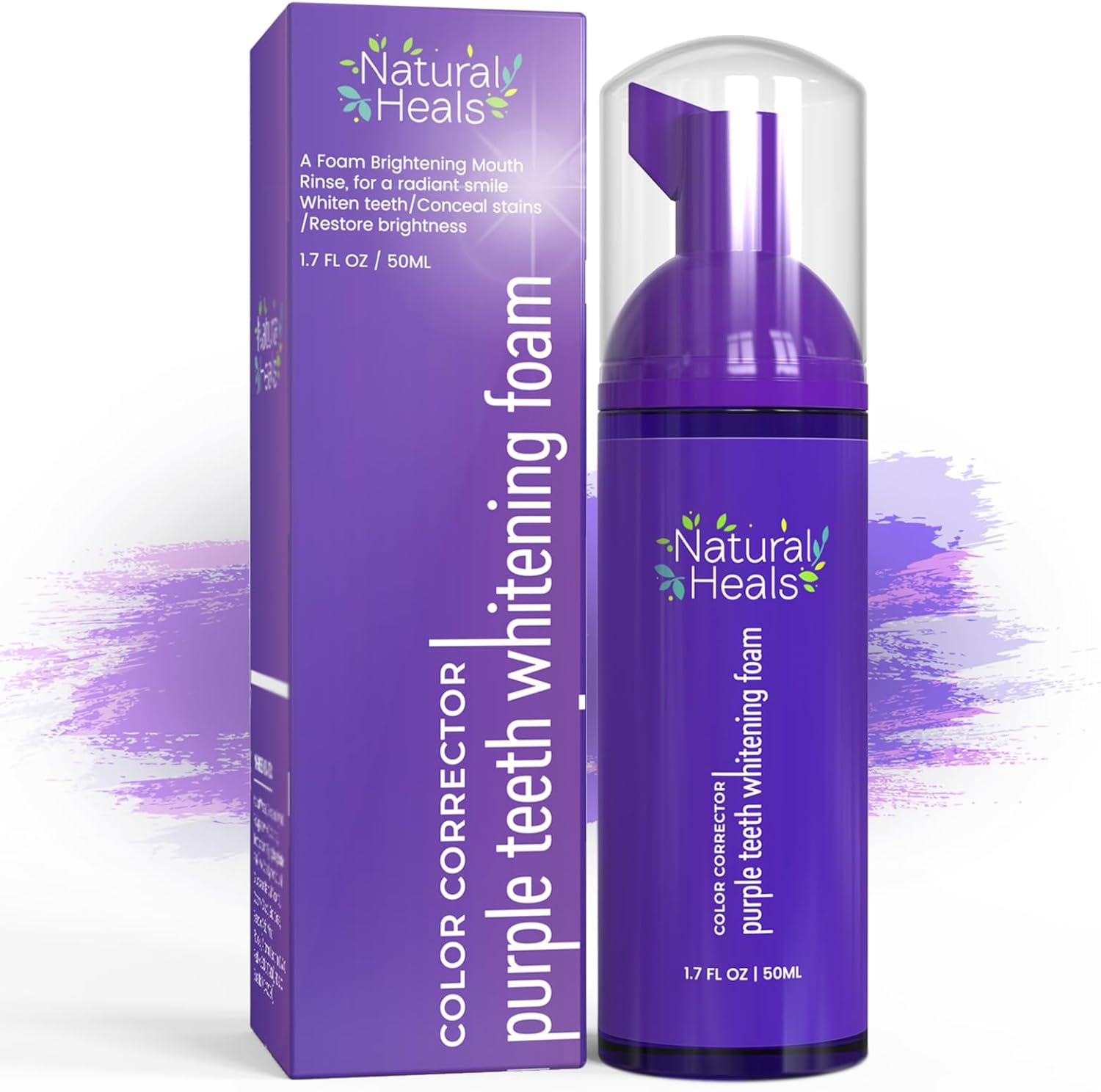 Purple Toothpaste Whitening: Colour Corrector Purple Foam, Advanced Teeth Whitening, Stain Removal, and Boosting Power with Purple Whitening Tooth Foam (50ml)