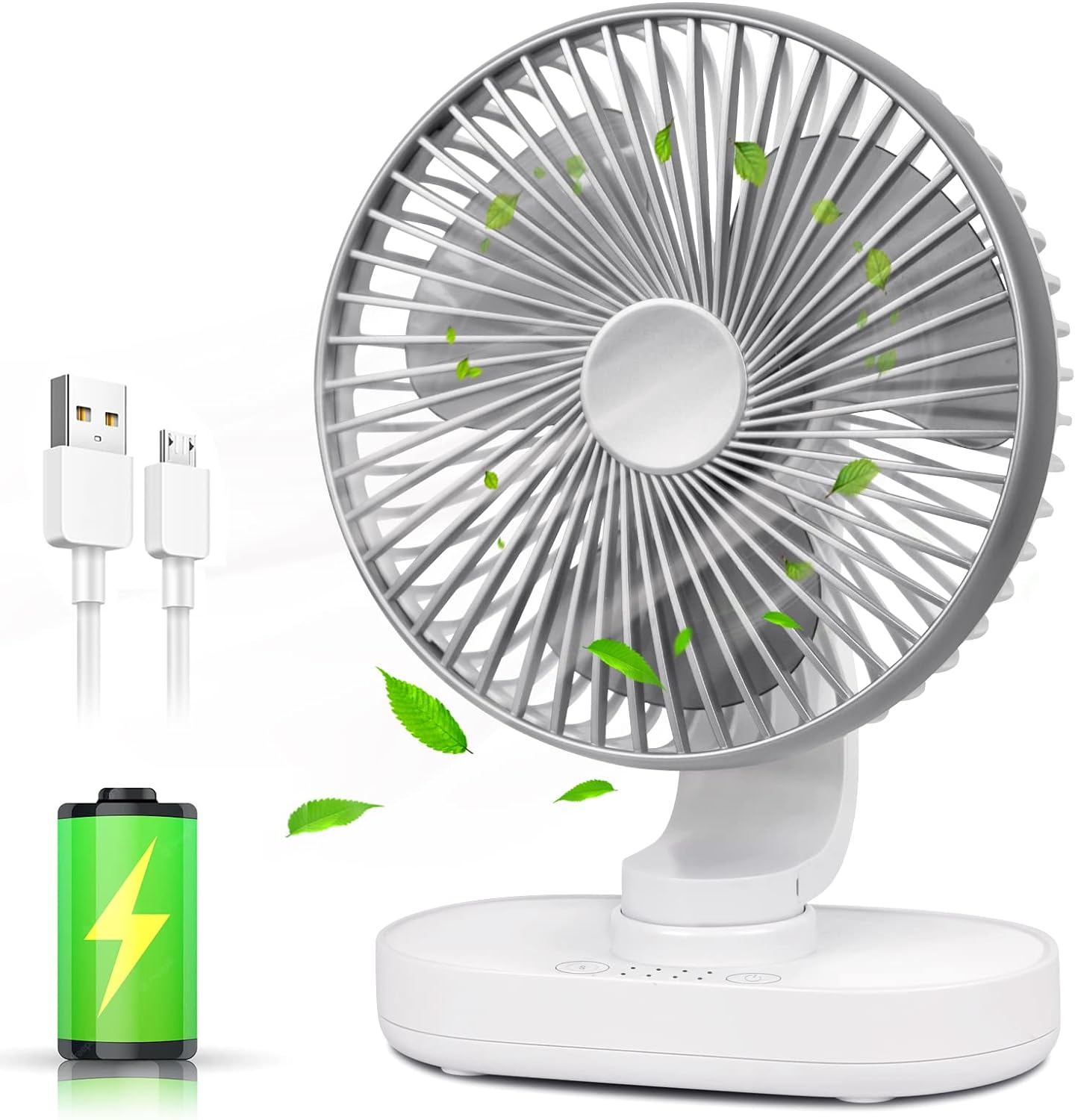 CONBOLA 4000mAh Rechargeable Desk Fan, Portable Table Fan,USB Fan, USB Battery Powered Quiet Personal Fan,4 Speed for Home Office Travel Outdoor