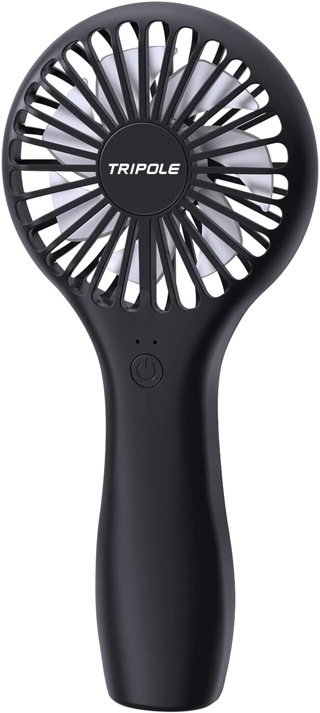 TriPole Mini Handheld Fan 5000mAh Battery Operated Small Fan 2 Speeds Powerful Personal Portable Fan Cute Design USB Rechargeable Electric Fan for Eyelash Makeup Kids Women Men Outdoor Travel, Black