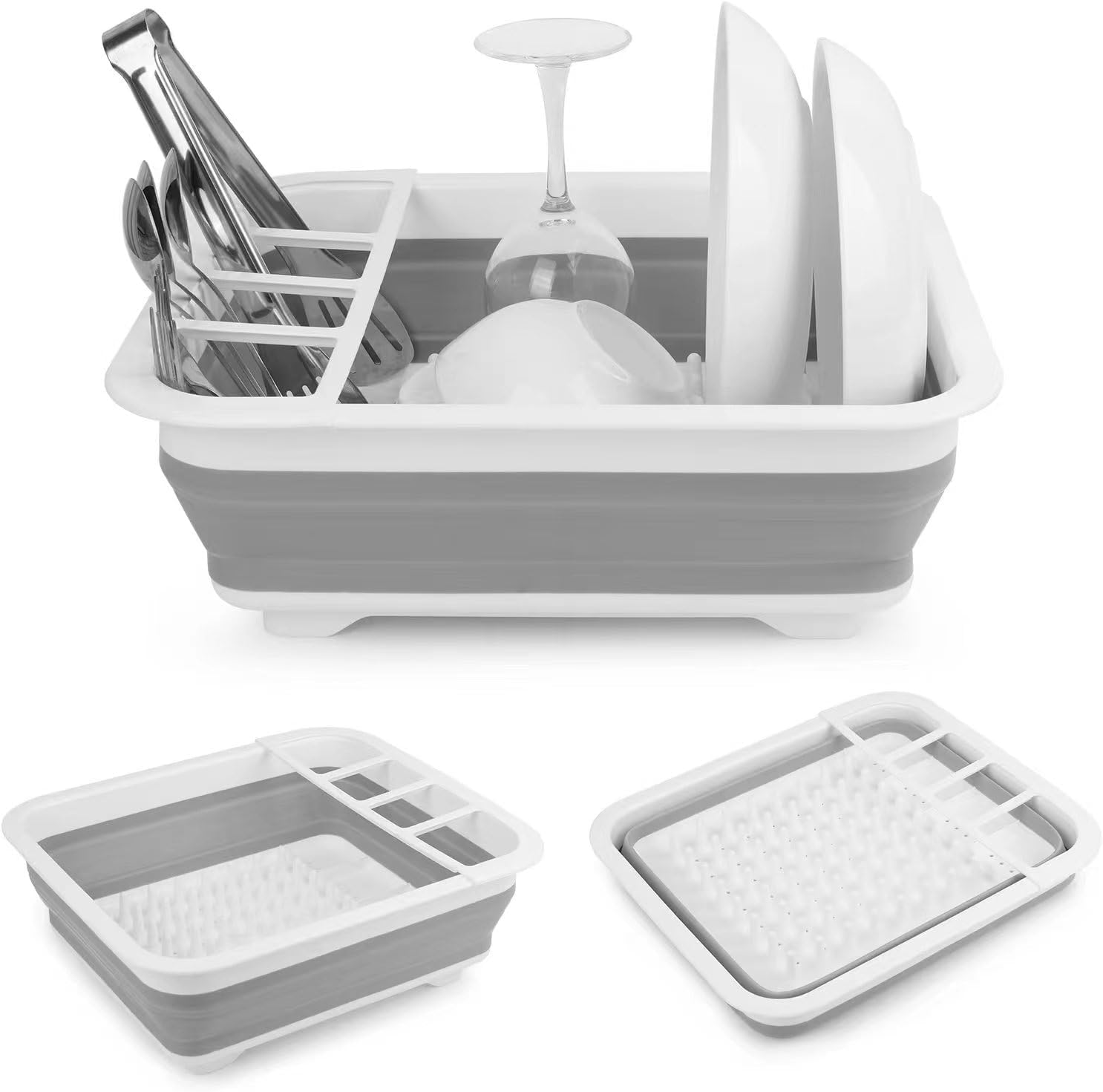 Collapsible Dish Drying Rack Portable Dish Drainer Dinnerware Organizer for Kitchen Counter RV Storage Campers