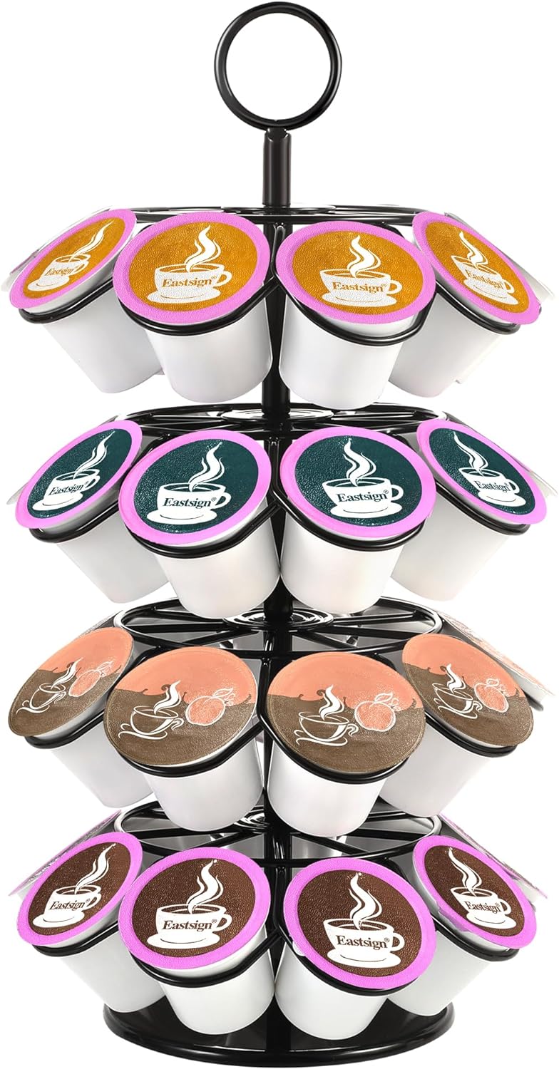 Coffee Pod Holder, Coffee Pod Organizer Compatible with 36 K-Cup Pods, Coffee Pod Holder for Counter, Detachable Organizer for Countertop, Spins 360-Degrees