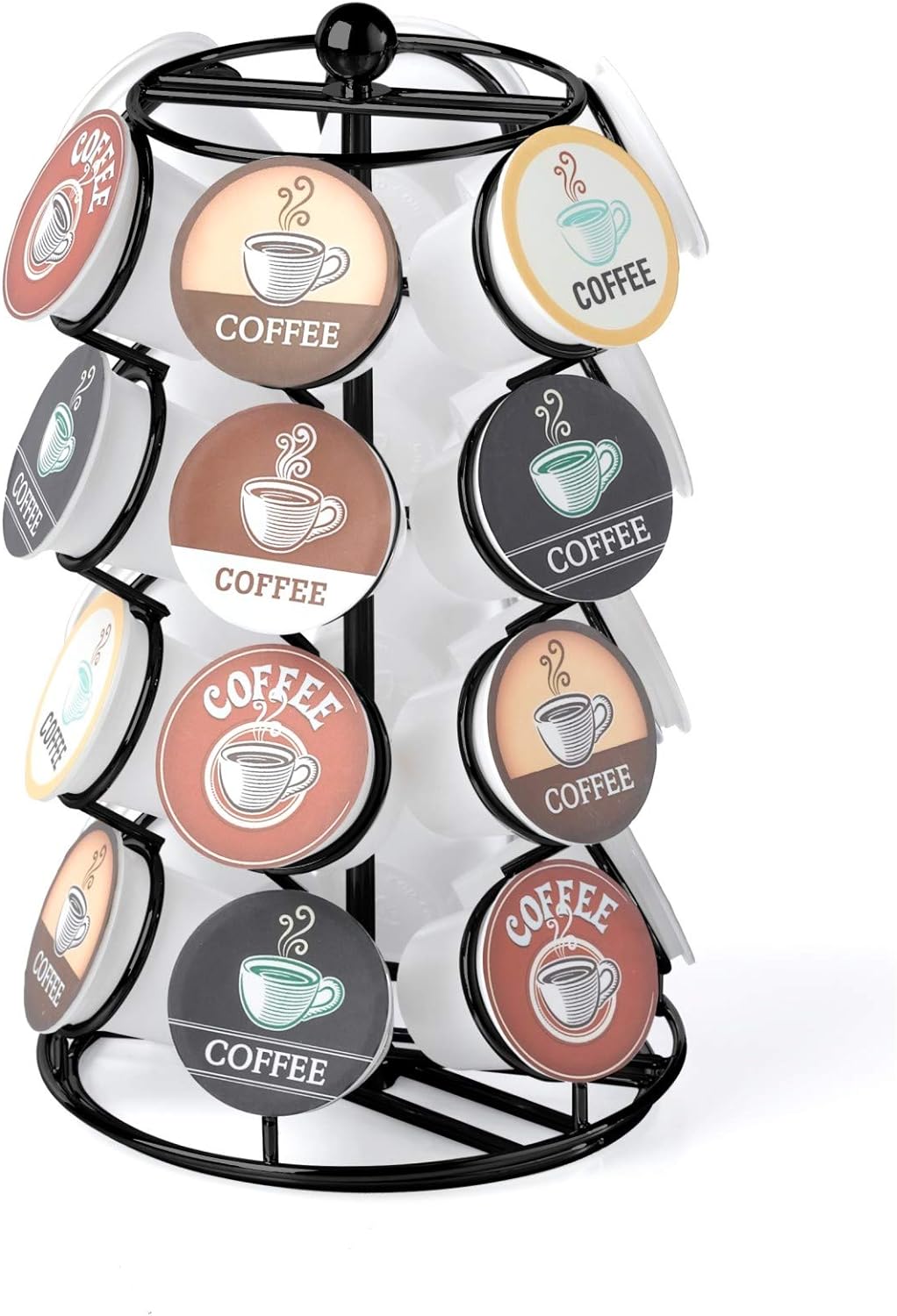 Nifty K Cup Holder  Compatible with K-Cups, Coffee Pod Carousel | 24 K Cup Holder, Spins 360-Degrees, Lazy Susan Platform, Modern Black Design, Home or Office Kitchen Counter Organizer