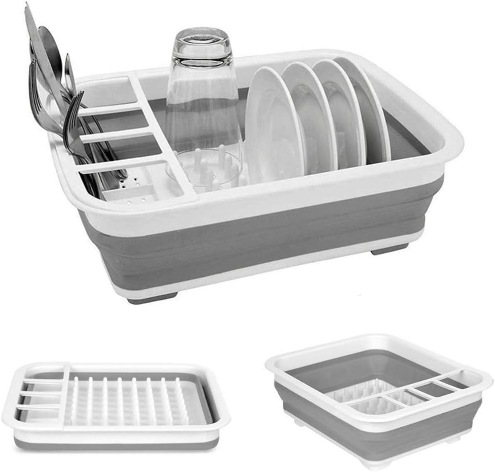 Collapsible Dish Drying Rack Portable Dish Drainer Dinnerware Organizer for Kitchen RV Campers Storage