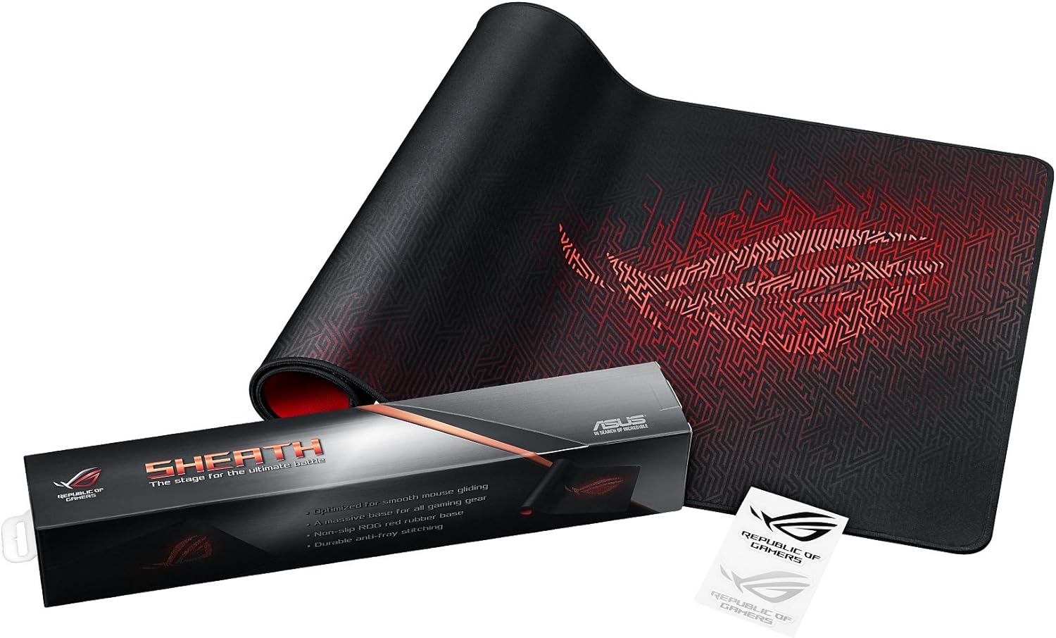 ASUS ROG Sheath Extended Gaming Mouse Pad - Ultra-Smooth Surface for Pixel-Precise Mouse Control | Durable Anti-Fray Stitching | Non-Slip Rubber Base | Light & Portable