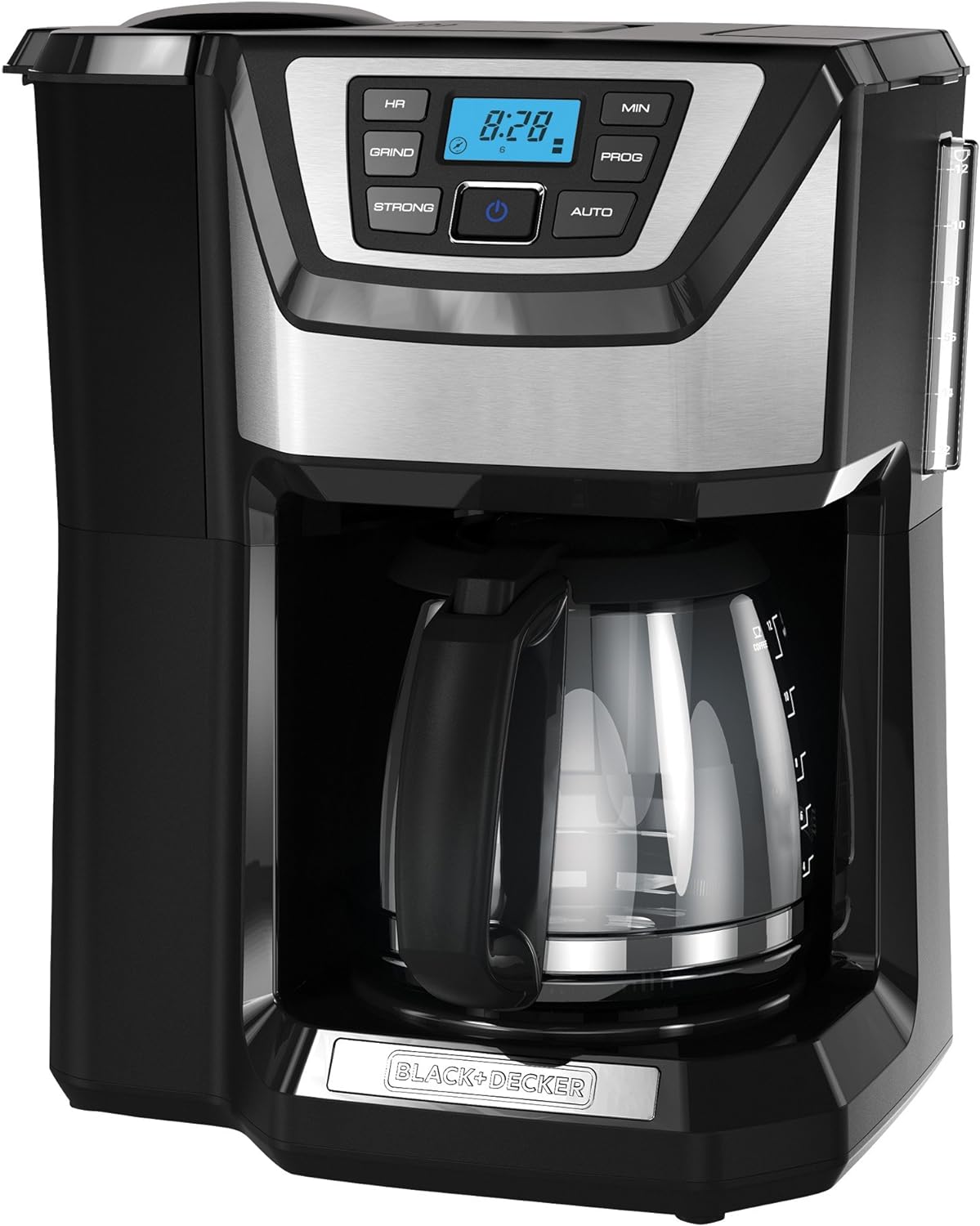 BLACK+DECKER 12-Cup Mill and Brew Coffe Maker, CM5000B, 24-Hour Programble, Built-in Grinder, Sneak-A-Cup, Permanent Washable Fitler