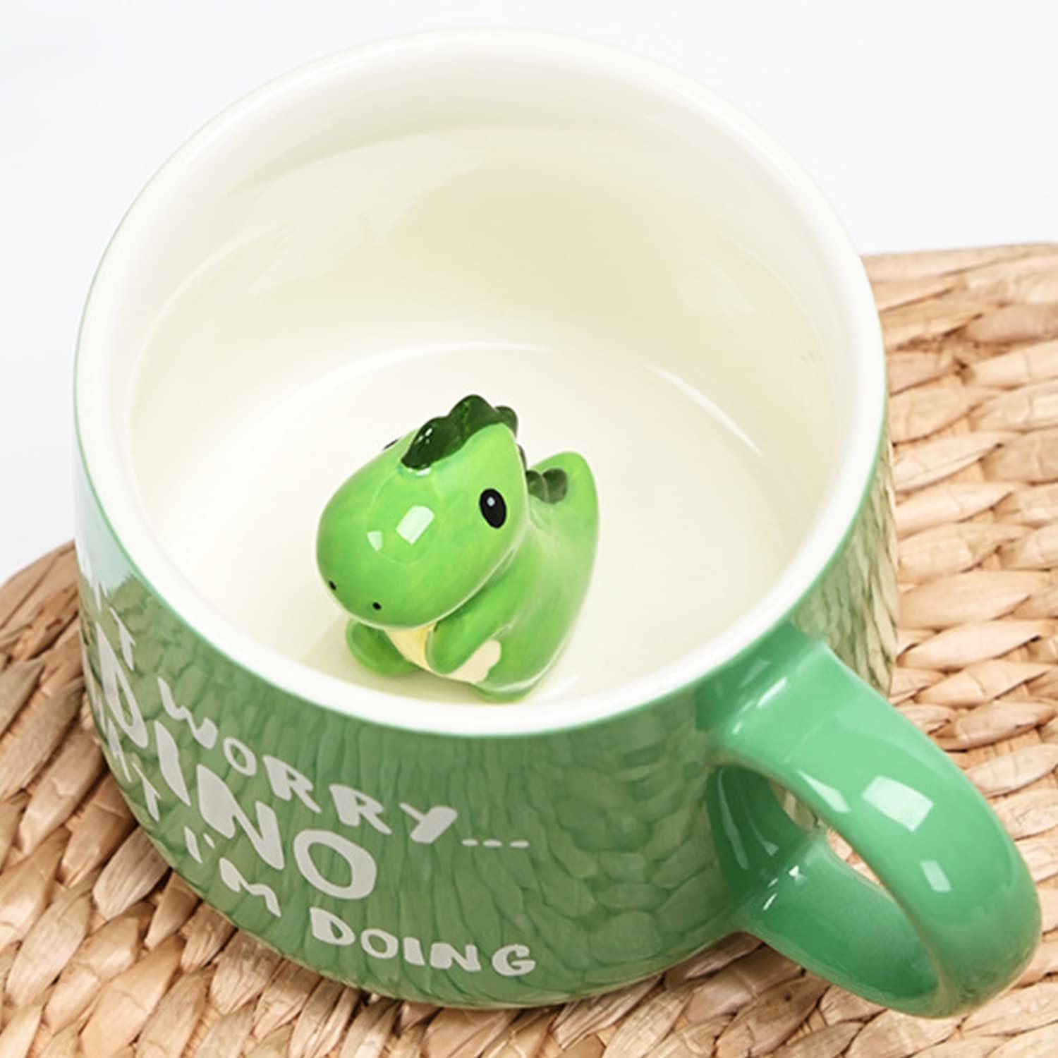 Cute Dinosaur Coffe Mug with Dino Inside Dinosaur Print Stuff Mugs with Spoon 12 Oz Tea Cups Ceramic Cup Funny Coffee Mugs with Spoon Mugs Birthday Gift for Women Friends Dinosaurs Lover