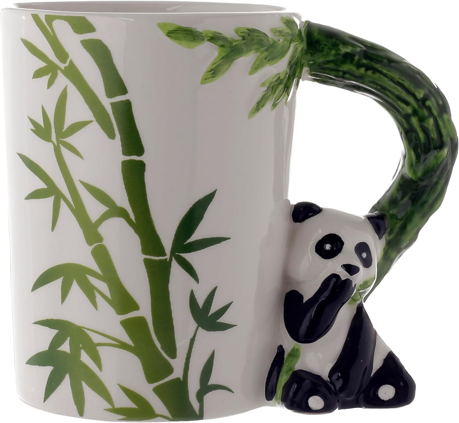 Ceramic Jungle Mug with Panda and Bamboo Handle