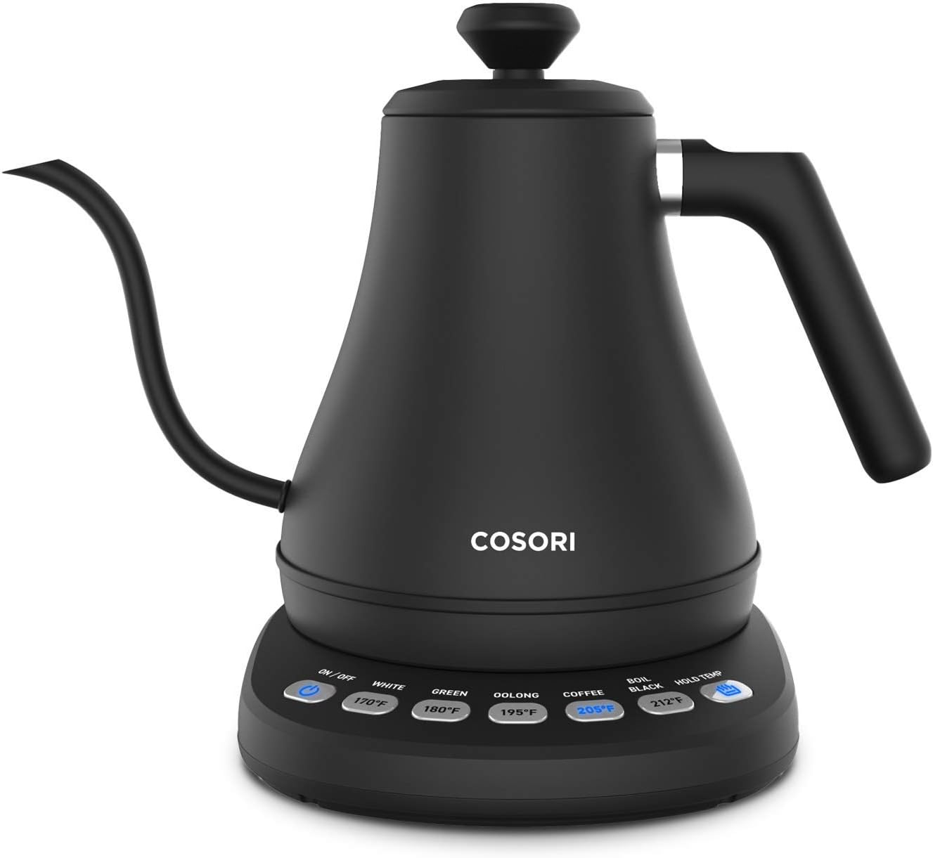 COSORI Electric Gooseneck Kettle with 5 Temperature Control Presets, Pour Over Kettle for Coffee & Tea, Hot Water Boiler, 100% Stainless Steel Inner Lid & Bottom, 1200W/0.8L