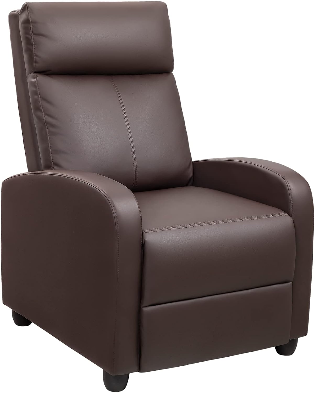 JUMMICO Recliner Chair Recliner Sofa Chair Padded Seat Pu Leather Adjustable Reclining Chairs Home Theater Single Modern Living Room Recliners with Thick Seat Cushion and Backrest (Nut Brown)