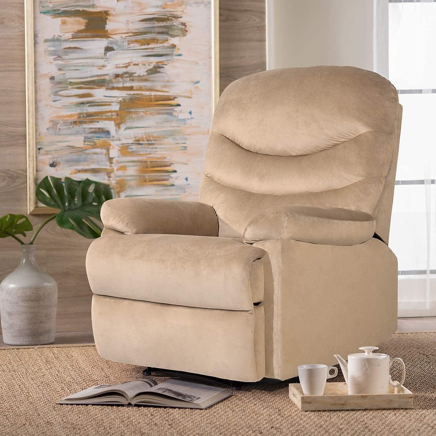 JUMMICO Recliner Chair Adjustable Home Massage Sofa Theater Seating Recliner Sofa Furniture Single Lounge Modern Living Room Chair (Beige)