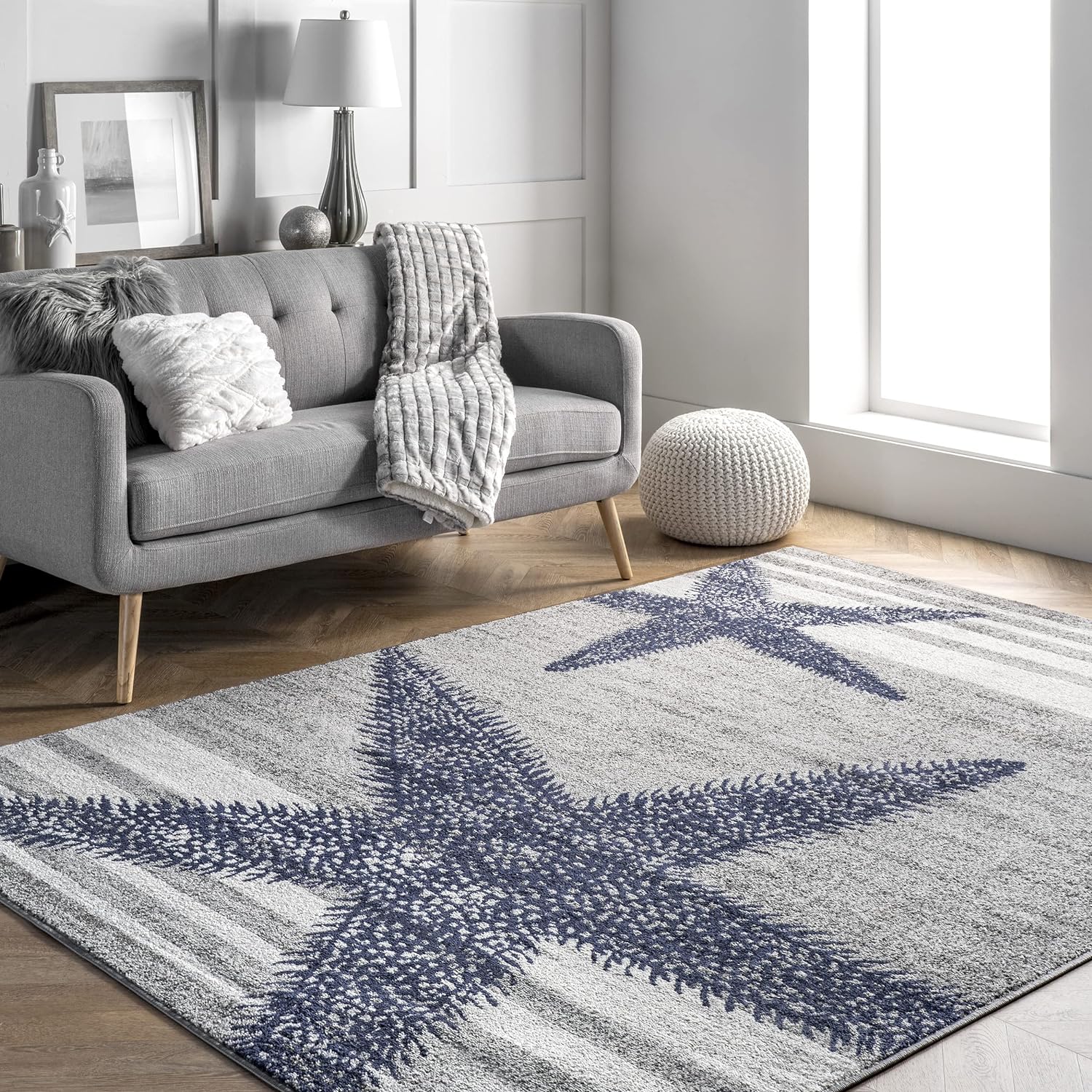 nuLOOM Thomas Paul Starfish and Striped Area Rug, 5x8, Grey