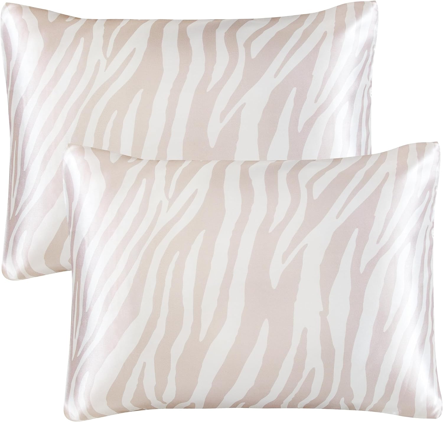 BEDELITE Satin Pillowcase King Size Pillow Cases 2 Pack, Super Soft Silk Pillowcase for Hair and Skin, Digital Printing Cooling Pillow Case Covers with Envelope Closure(Pink Zebra, 20x40 Inches)