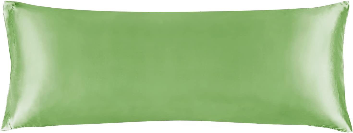 BEDELITE Satin Silk Body Pillow Pillowcase for Hair and Skin, Premium and Silky Sage Green Long Body Pillow Case Cover 20x54 with Envelope Closure