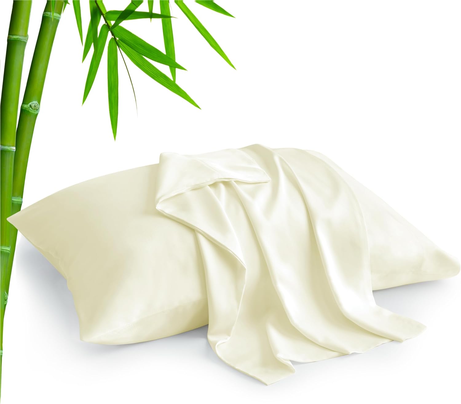 BEDELITE King Size Pillow Cases Set of 2, Rayon Derived from Bamboo, Cooling Pillow Cases for Hot Sleepers & Night Sweats, Breathable and Silky Soft Envelope Pillowcases(Cream, 20x40)