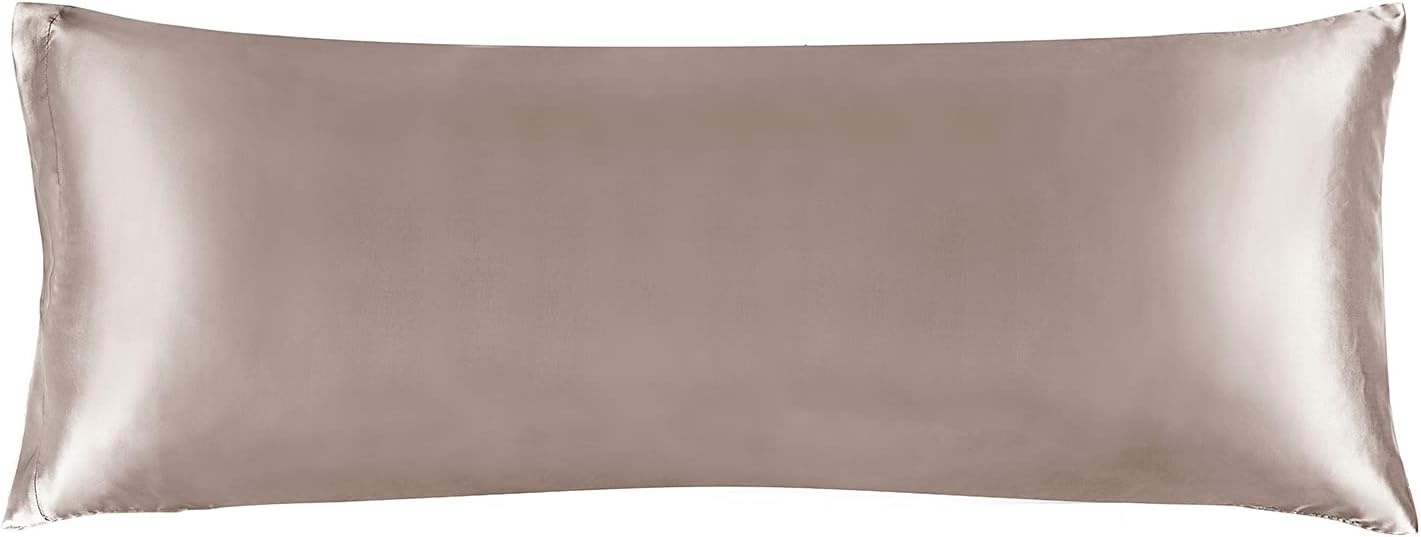 BEDELITE Satin Silk Body Pillow Pillowcase for Hair and Skin, Premium and Silky Rose Taupe Long Body Pillow Case Cover 20x54 with Envelope Closure