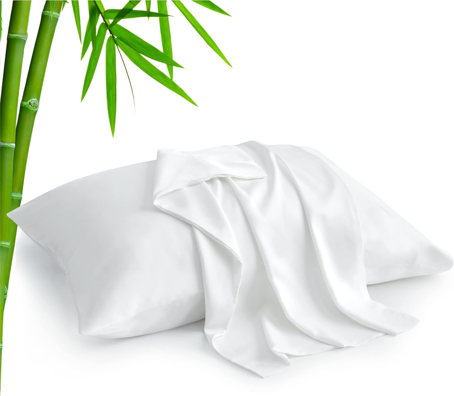 BEDELITE White Pillow Cases Queen Size Set of 2, Rayon Derived from BambooCooling Pillow Cases for Hot Sleepers & Night Sweats, Breathable and Silky Soft Envelope Pillowcases, 20x30