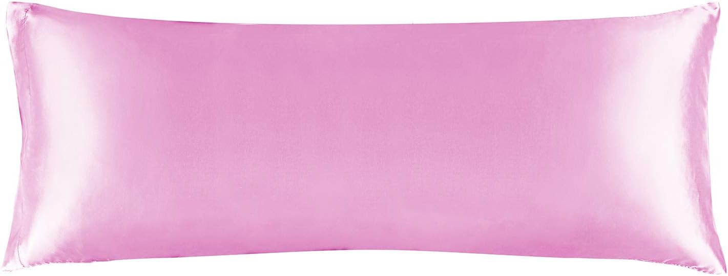 BEDELITE Satin Silk Body Pillow Pillowcase for Hair and Skin, Premium and Silky Pink Long Body Pillow Case Cover 20x54 with Envelope Closure