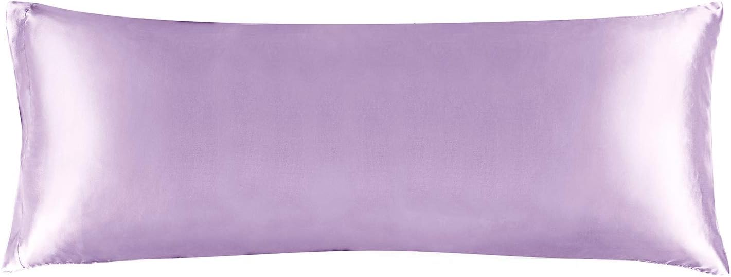 BEDELITE Satin Silk Body Pillow Pillowcase for Hair and Skin, Premium and Silky Lavender Long Body Pillow Case Cover 20x54 with Envelope Closure