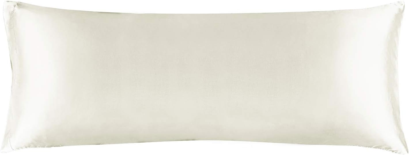 BEDELITE Satin Silk Body Pillow Pillowcase for Hair and Skin, Premium and Silky Ivory Long Body Pillow Case Cover 20x54 with Envelope Closure