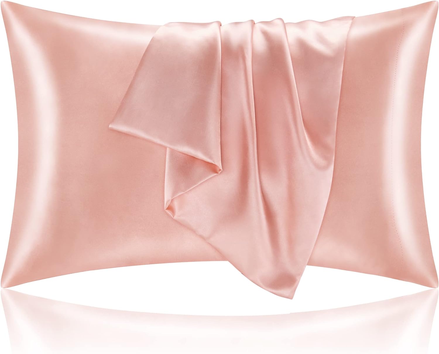 BEDELITE Satin Silk Pillowcase for Hair and Skin, Coral Pillow Cases Standard Size Set of 2 Pack, Super Soft Pillow Case with Envelope Closure (20x26 Inches)