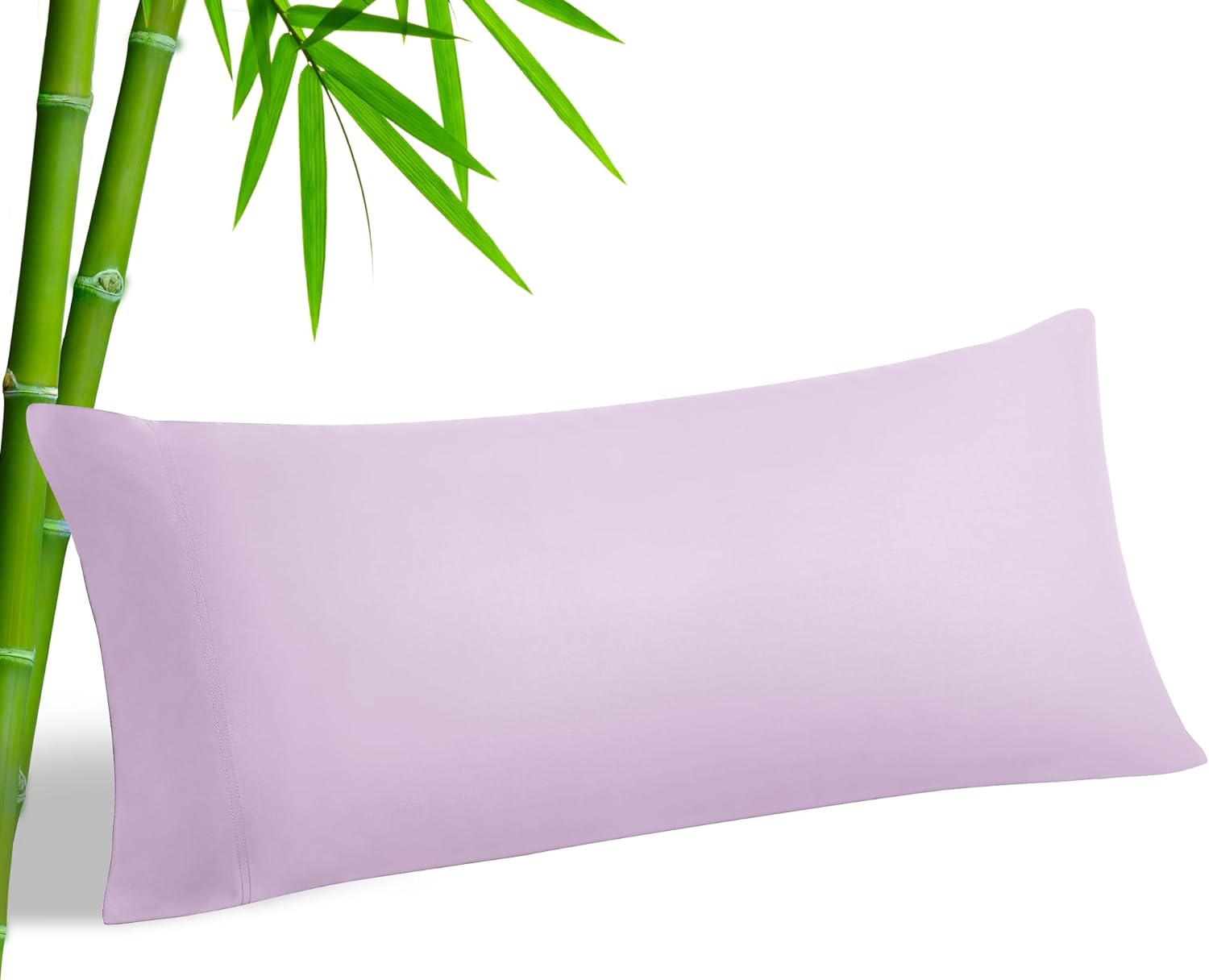 BEDELITE Body Pillow Case Cover, Rayon Made from Bamboo, Cooling Body Pillow Cover for Hot Sleepers and Night Sweats, Breathable & Silky Soft Full Long Pillow Case (Light Purple, 20x54 Inches)