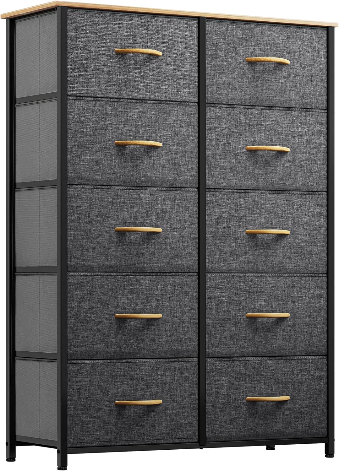 YITAHOME 10-Drawer Dresser, Fabric Storage Tower, Tall Dresser for Living Room, Hallway, Closets, Sturdy Steel Frame, Wooden Top, Easy Pull Fabric Bins