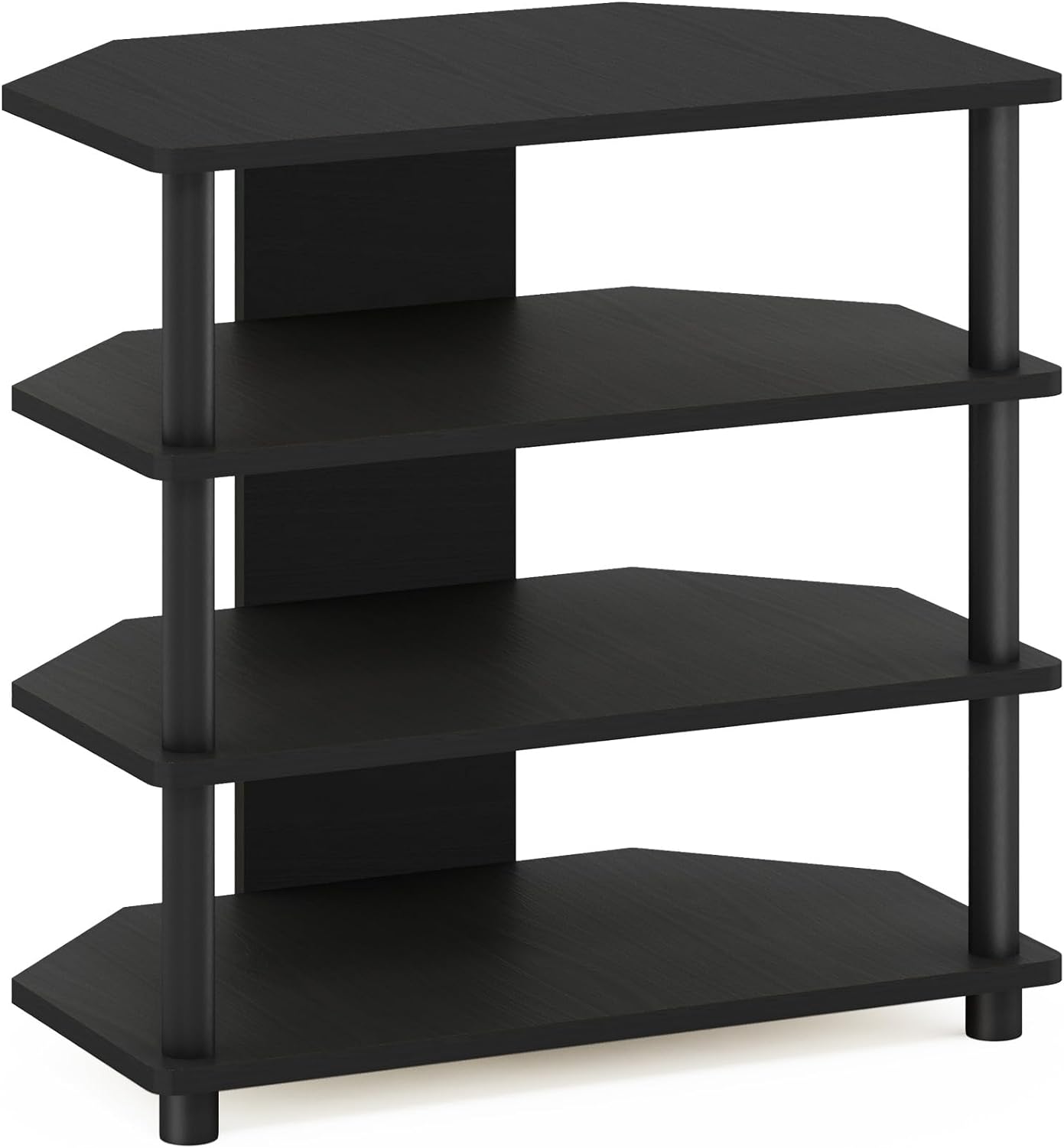 Furinno Turn-N-Tube Easy Assembly 4-Tier Petite Entertainment Center / TV Stand / TV Unit / TV Desk, Blackwood