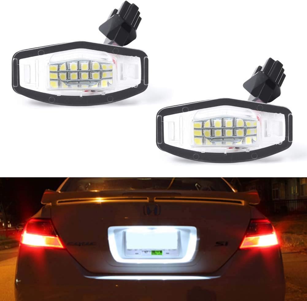 Gempro 2Pcs LED License Plate Light Lamp Assembly For Honda Civic Accord Sedan Odyssey Pilot, Acura TSX MDX TL RDX RL ILX Rear Tag Lights