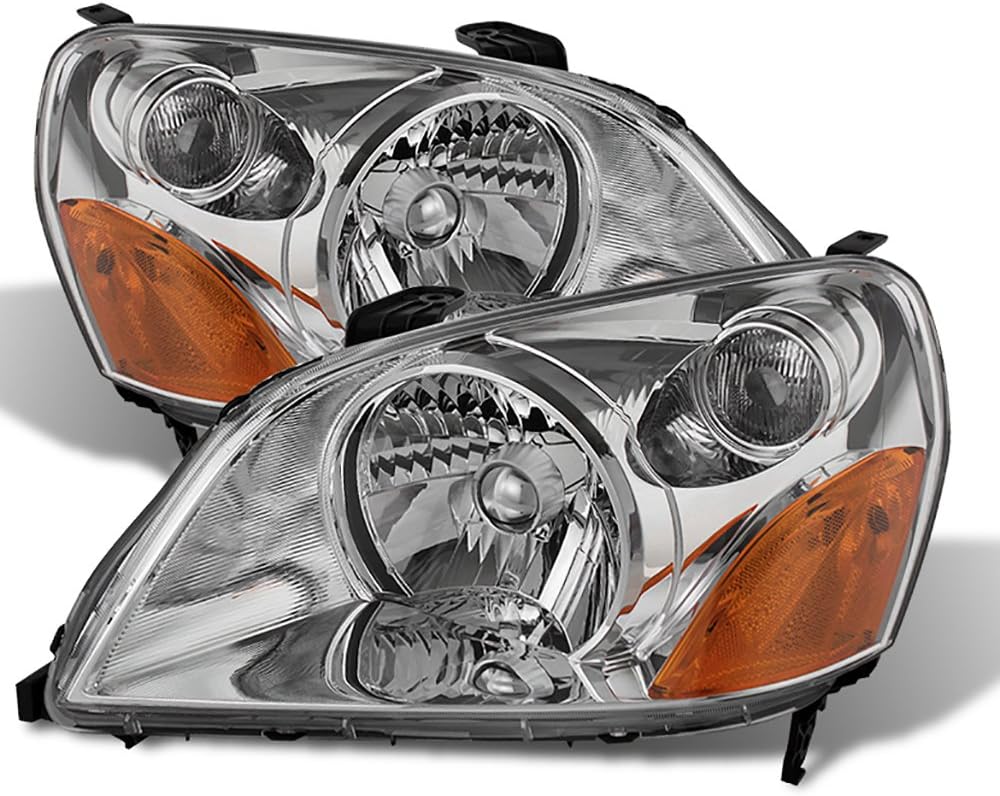 VIPMOTOZ Chrome Housing OE-Style Headlight Headlamp Assembly For 2003-2005 Honda Pilot, Driver & Passenger Side