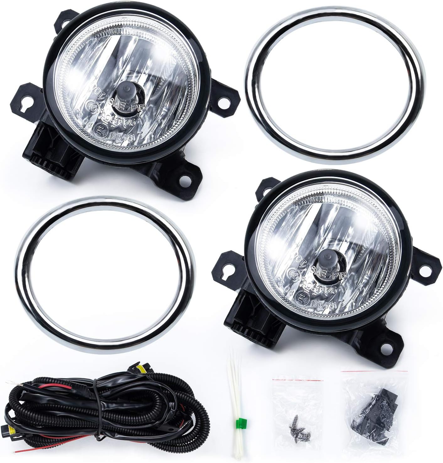 RP Remarkable Power, Fit For 2012 2013 2014 2015 Pilot Front Pair Fog Lights Driver Bumper Lamps Clear Kit FL7034