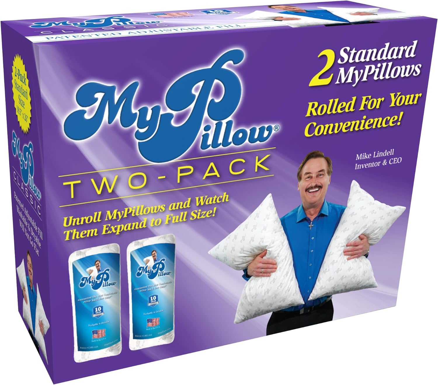 MyPillow Classic Standard Bed Pillow, Medium Support - Pack of 2