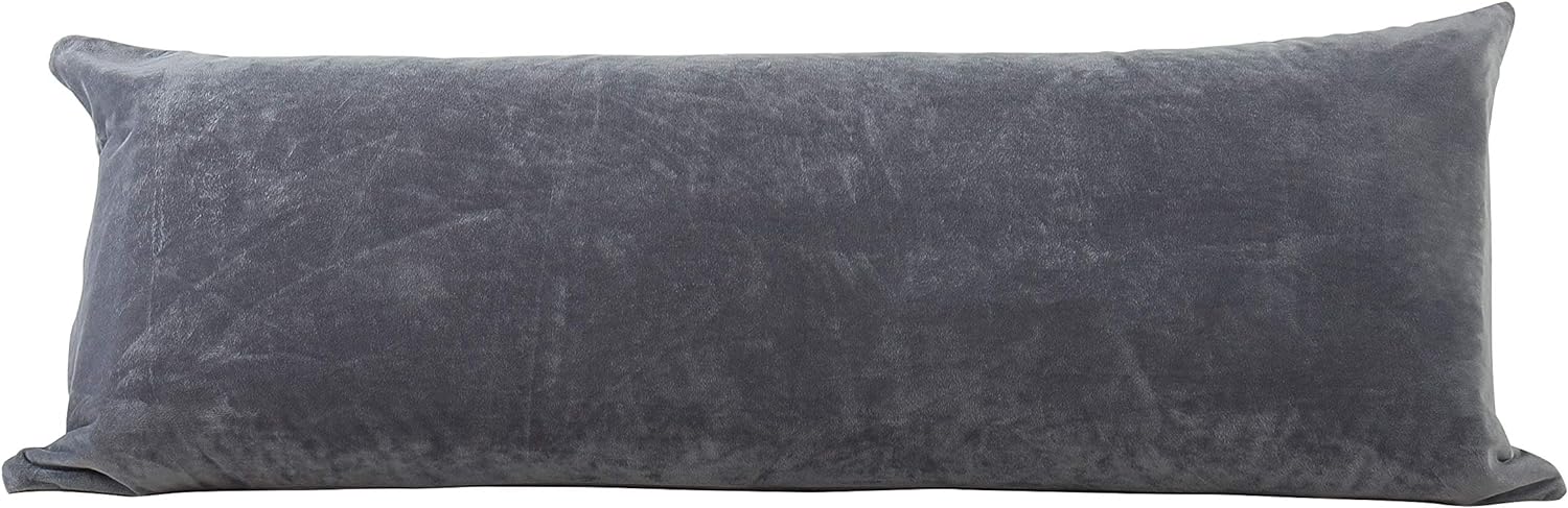 EVOLIVE Soft Micromink, Faux Fur, Faux Suede, Faux Velvet Body Pillow Cover 21x54 Replacement with Zipper Closure (21x54 Body Pillow Cover, Grey)