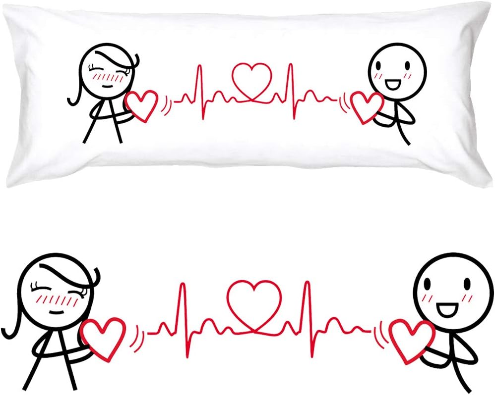 BOLDLOFT Love You Every Beat of My Heart Body Pillow Cover-Couple Gifts for 2 Year Anniversary Wedding Valentine' Day Birthday Love Pillow Covers Love Gifts for Him and Her 20x54 Body Pillow Case