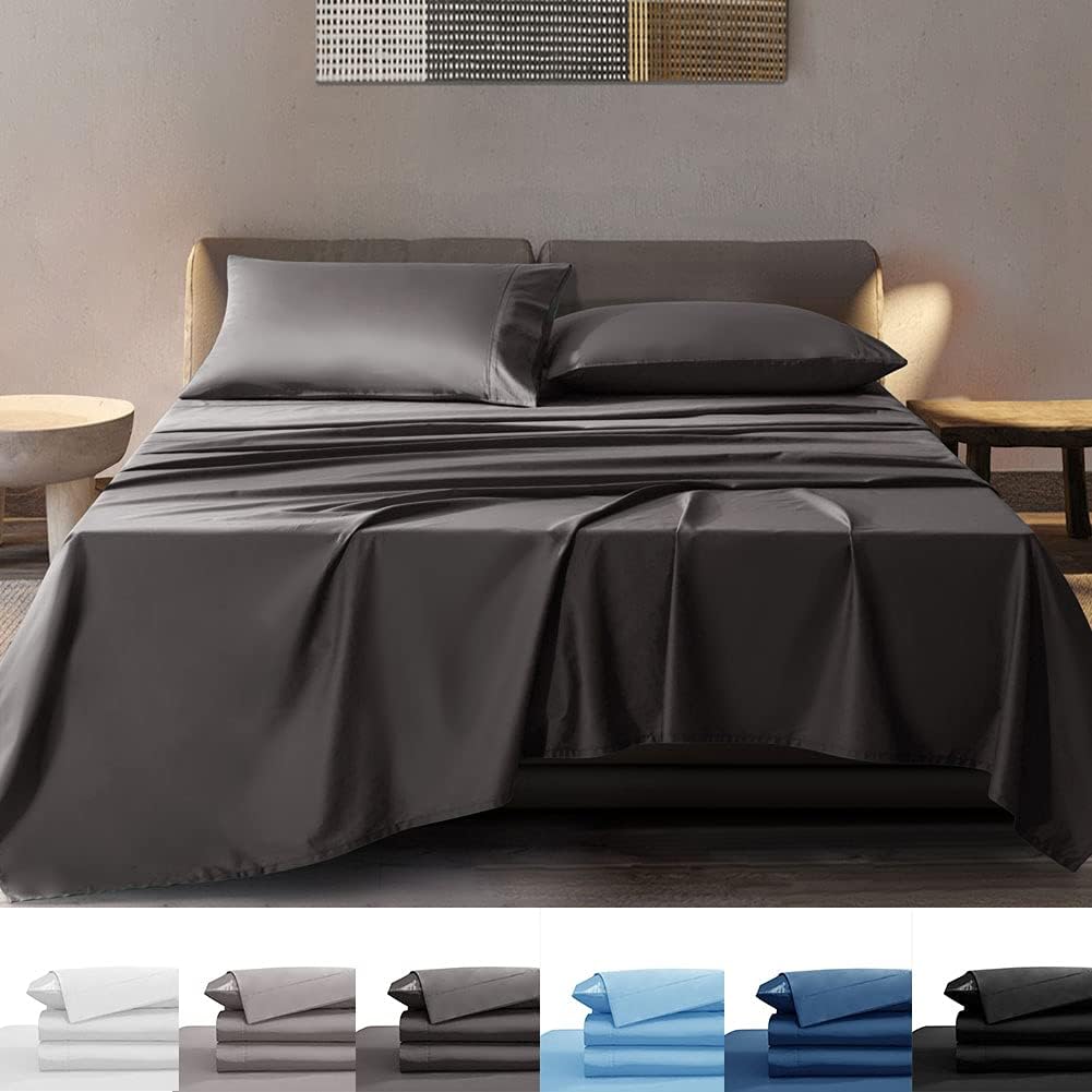 SONORO KATE Bed Sheet Set Super Soft Microfiber 1800 Thread Count Luxury Egyptian Sheets Fit 18-24 Inch Deep Pocket Mattress Wrinkle(Dull Grey,Queen)