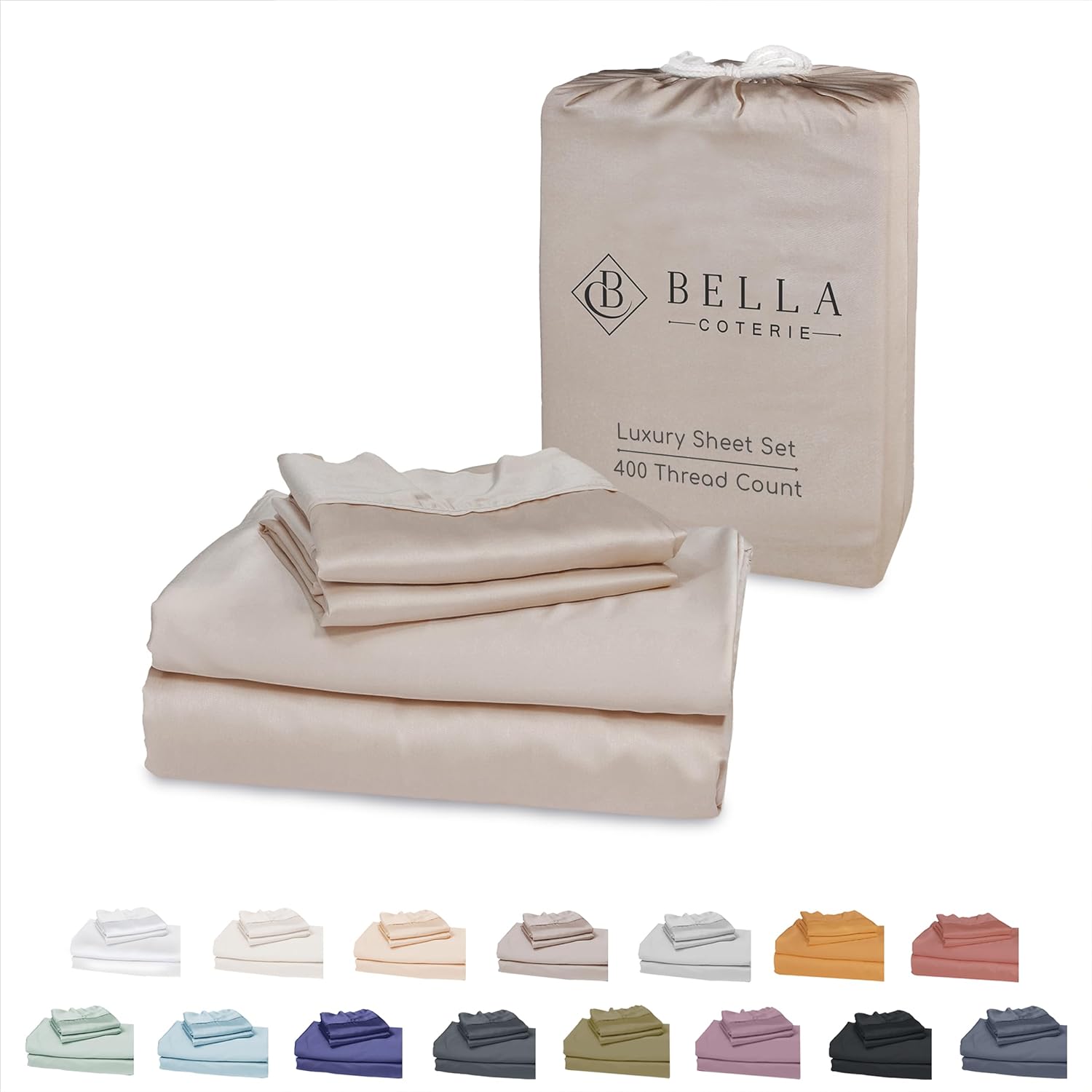 Bella Coterie Luxury Bamboo King Size Sheet Set | Organically Grown | Ultra Soft | Cooling for Hot Sleepers | 18 Deep Pocket | Viscose Made from Bamboo [Dune]