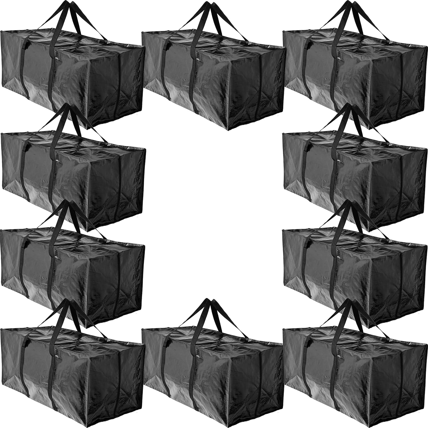 10 Moving Bags, Heavy Duty Extra Large Stronger Handles Wrap Around bag Storage Totes Zippered Reusable Moving Supplies Clothes Attic Sports Garage Travel College