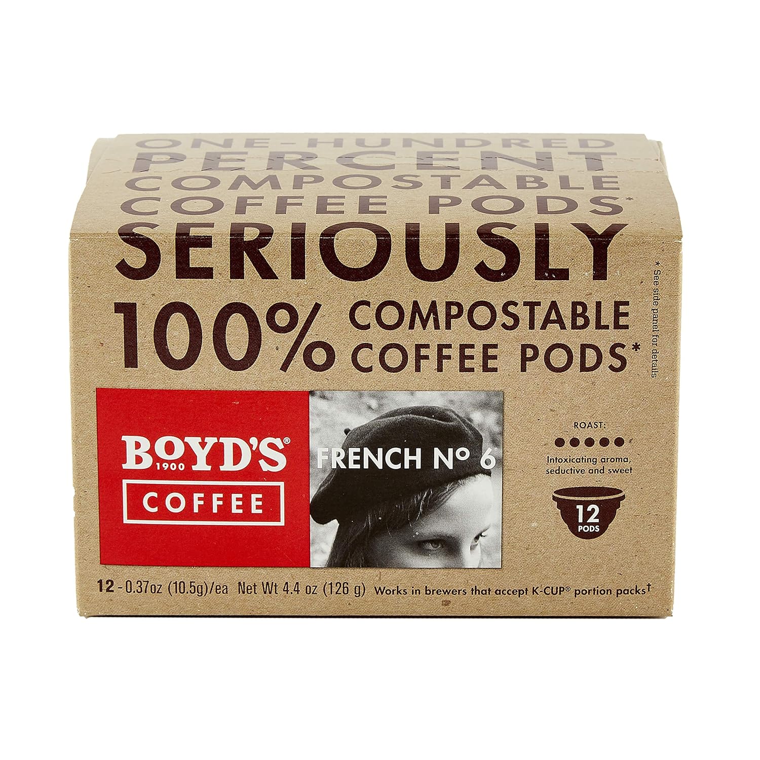 Boyd' Coffee French No. 6 Coffee Ground Dark Roast Blended from 100% Arabica  Rich & Full-Flavored  Single Cup - Pack of 12.