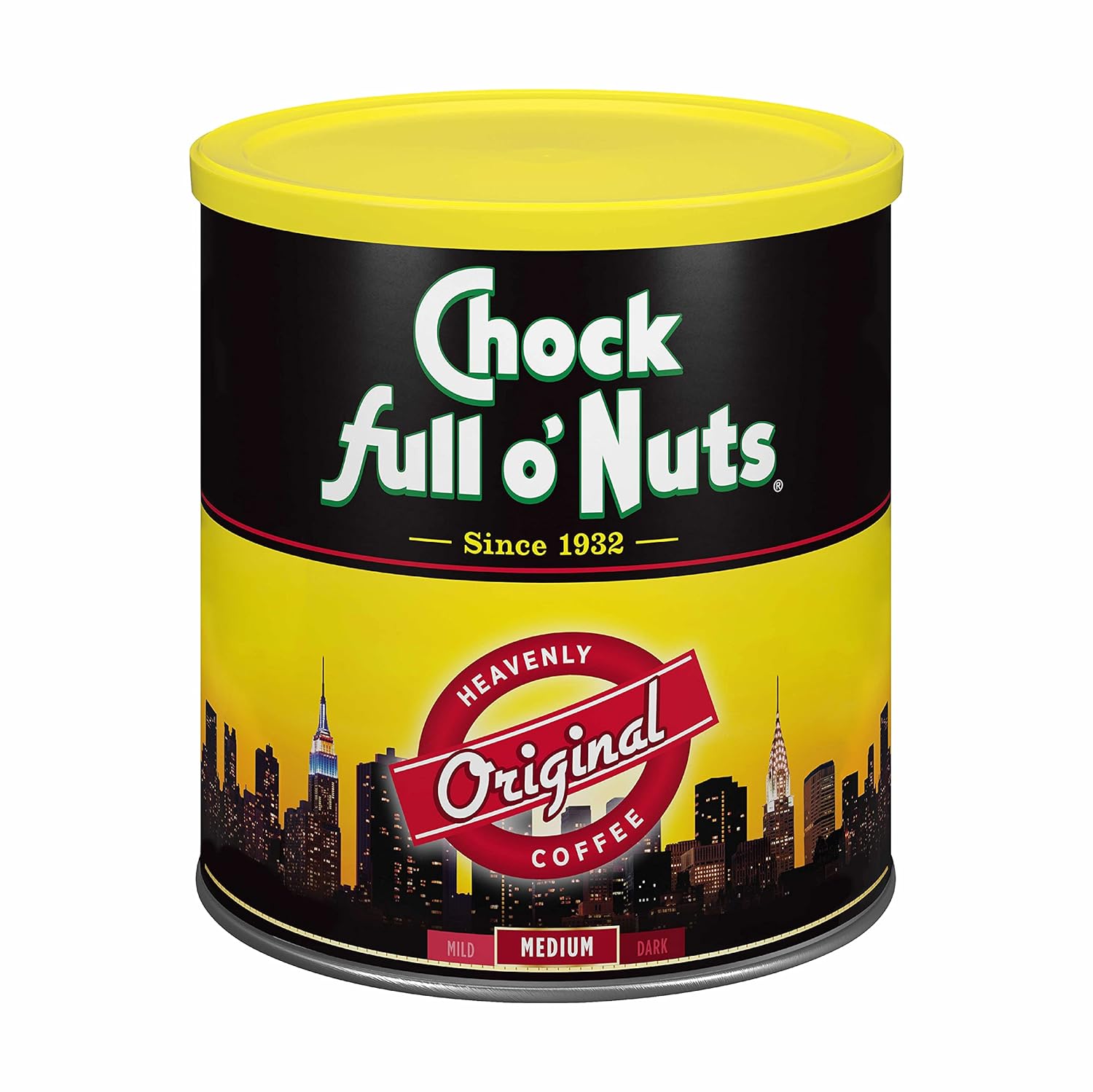 Chock Full oNuts Original Roast, Medium Roast Ground Coffee  Gourmet Coffee Beans  Smooth, Full-Bodied and Rich Coffee (30.5 Oz. Can)