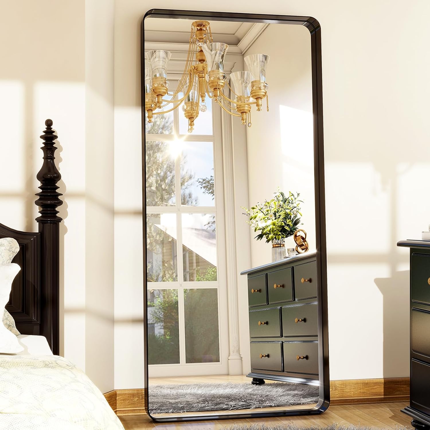 71 x 30 Full-Length Mirror - Black Deep Framed Floor Mirror, Wall-Mounted Rectangular Dressing Mirror for Home Decor in Bedroom, Bathroom, Living Room - Hang or Lean Against Wall