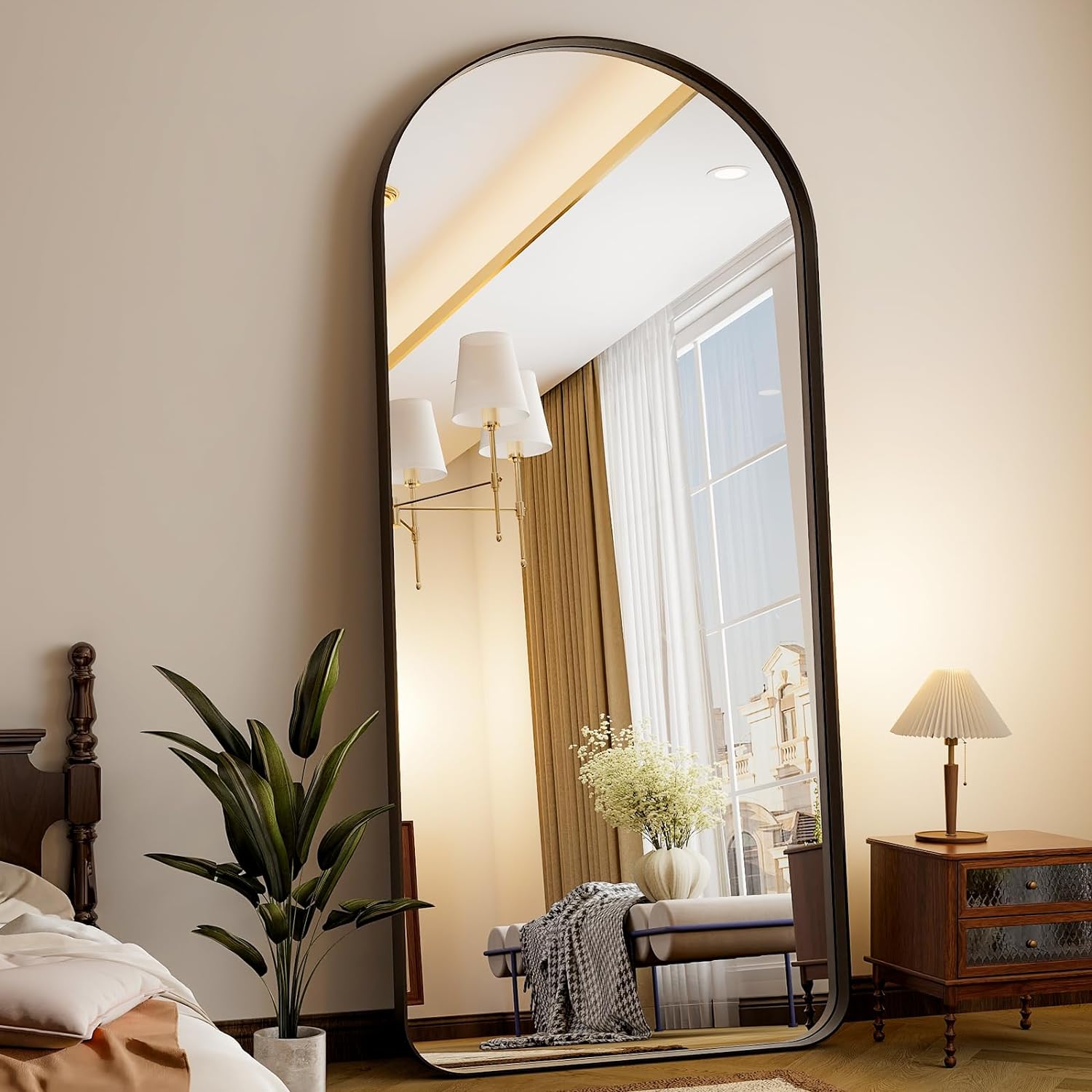 Extra Large 71x30 Arched Full-Length Mirror - Wall-Mounted or Leaning Mirror with Aluminum Alloy Frame - Modern and Simple Home Decor - Vanity Mirror for Living Room and Bedroom