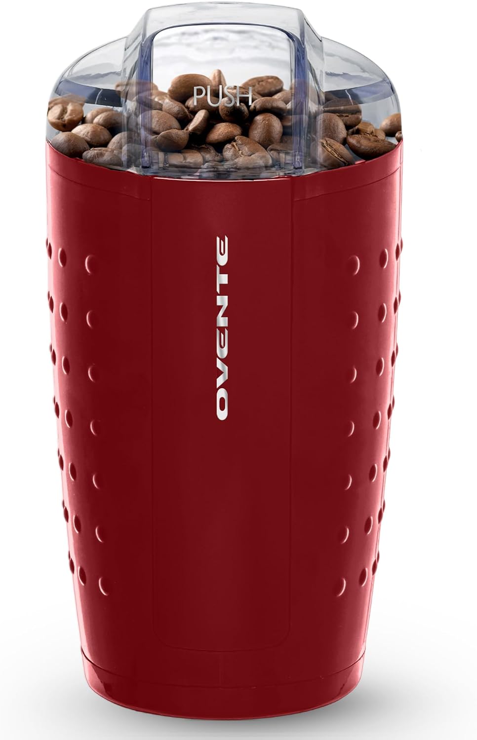 OVENTE Electric Coffee Grinder - Small Portable & Compact Grinding Mill with Stainless Blade for Bean Spices Herb and Tea, Perfect for Home & Kitchen - Maroon CG225M