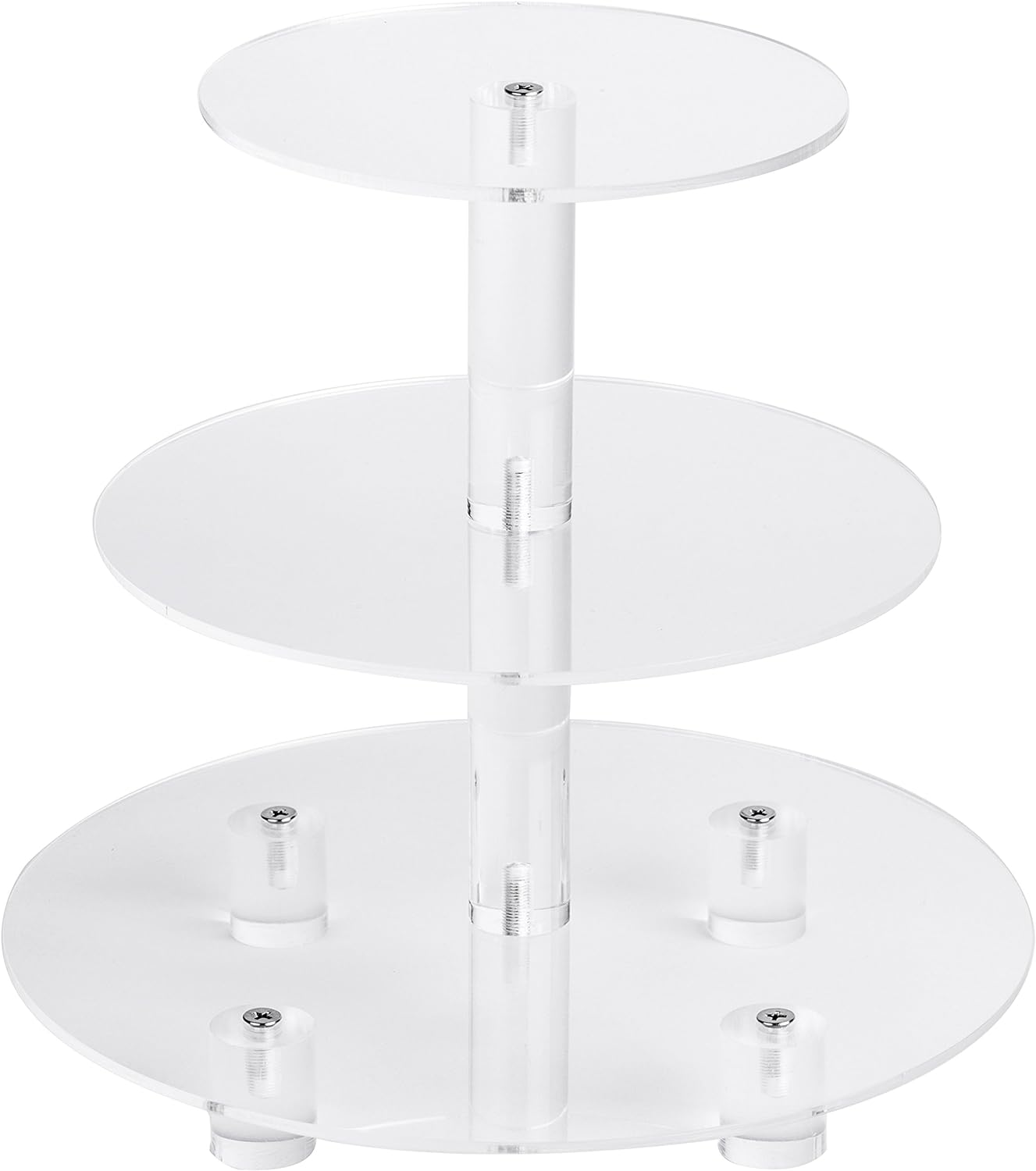 YestBuy 3 Tier Round Cupcake Stand with Base, Acrylic Cake Stand, Cupcake Tower Stand, Premium Cupcake Holder for 28 Cupcakes, Display for Pastry Wedding Birthday Party (4 Between 2 Layers)