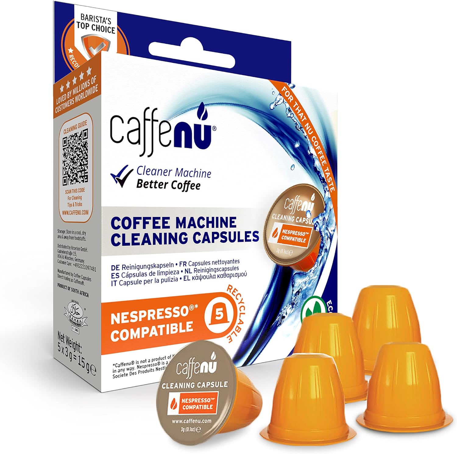 Caffenu 5-Pack Nespresso Cleaning Pods - For Nespresso Original Line Machines - Nespresso Cleaner For Improved Coffee Flavor