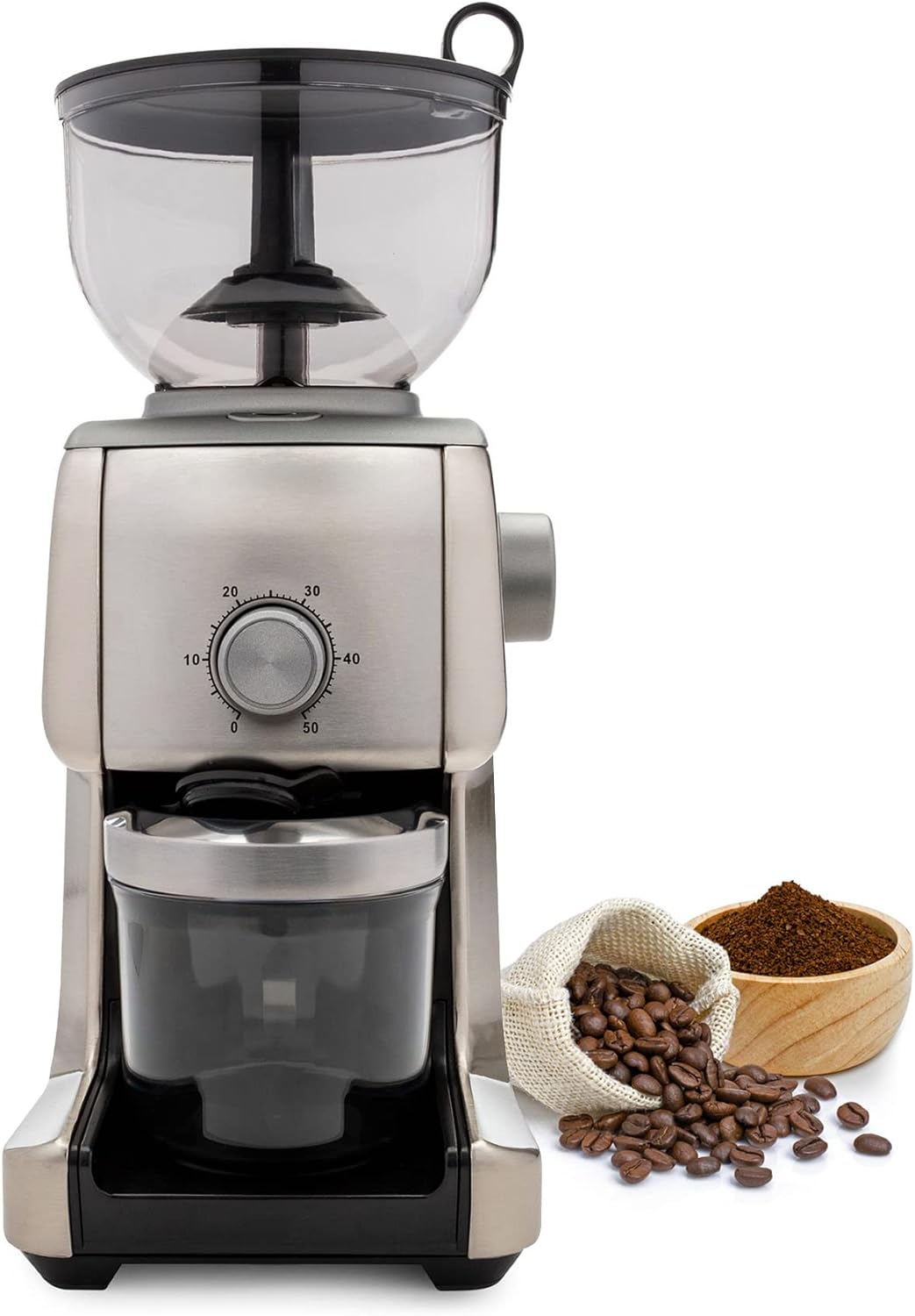 ChefWave Conical Burr Coffee Grinder - 16 Grind Settings Electric Coffee Bean Grinder - Die Cast Aluminum Housing - Scoop, Cleaning Brush - Coarse for French Press, Fine for Espresso - 2 to 10 Cups