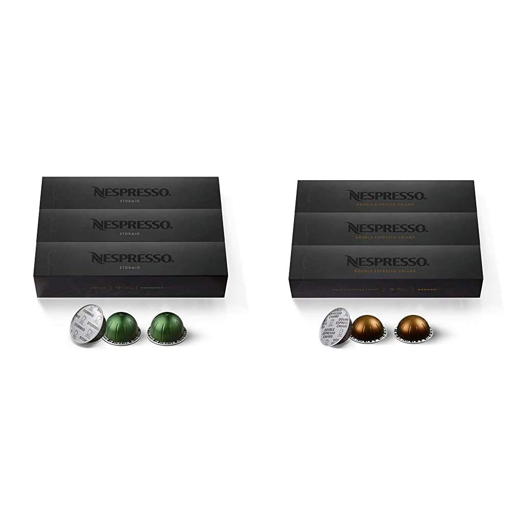 Nespresso Capsules VertuoLine Stormio (10 Count) + Double Espresso Chiaro (10 Count) Coffee Pods (VERTUOLINE ONLY)